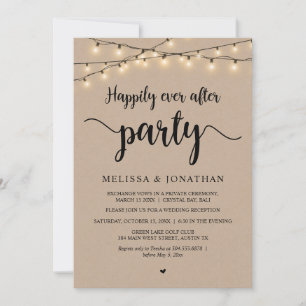 Happily Ever After Party,  String Lights Reception Invitation