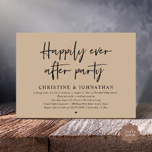 Happily Ever After Party, Tan Wedding Elopement Invitation