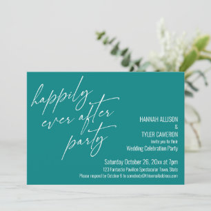 Happily Ever After Party Teal Wedding Reception Invitation