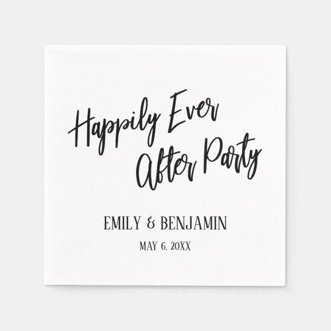 Happily Ever After Party Typography White Napkin (Front)