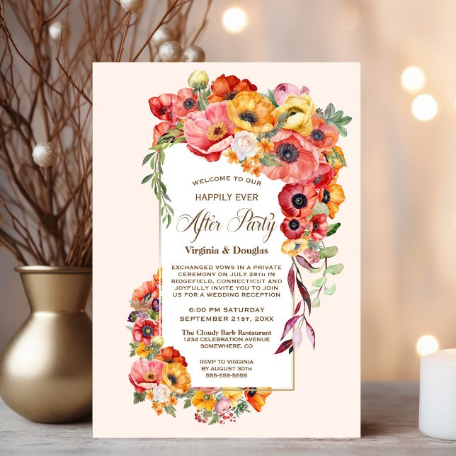 Happily Ever After Party Vibrant Poppies Wedding Invitation (Creator Uploaded)