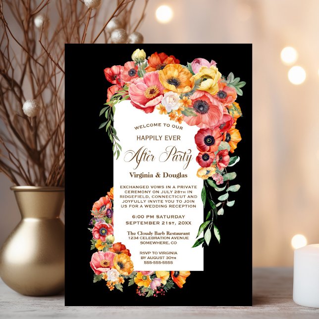 Happily Ever After Party Vibrant Poppies Wedding Invitation (Creator Uploaded)