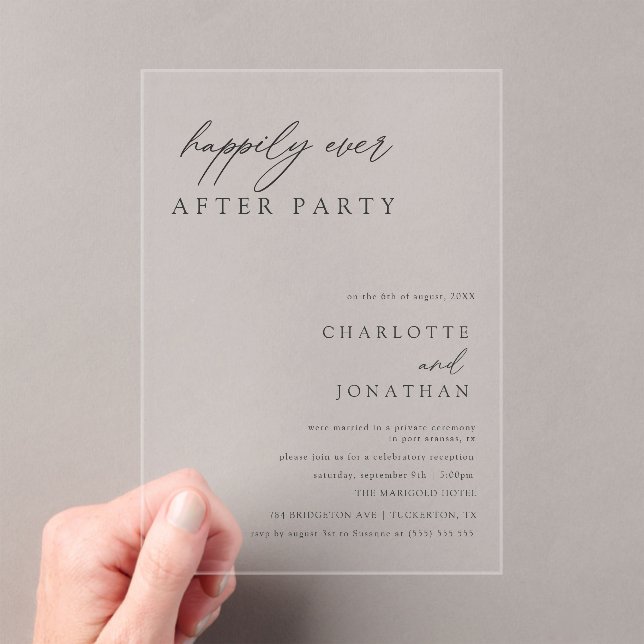 Happily Ever After Party Wedding Acrylic Invitations (Insitu (Handheld))