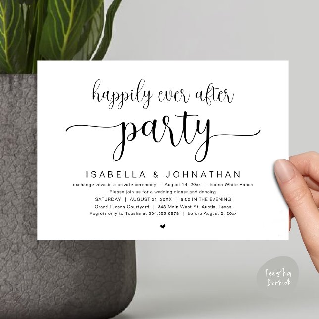 Happily Ever After Party, Wedding Dinner Dancing Invitation (Happily Ever After Party, Wedding Dinner Dancing Invitation Card, PDF, Modern Black White)