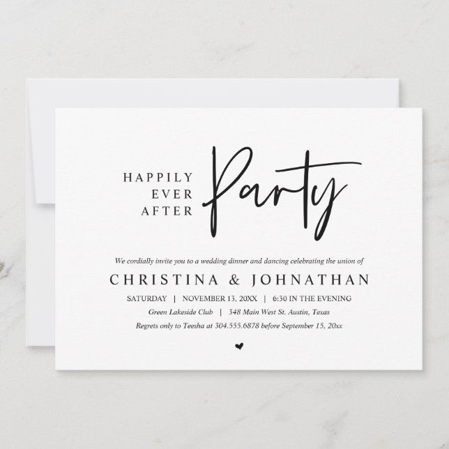Happily Ever After Party Wedding Dinner Dancing Invitation (Front)