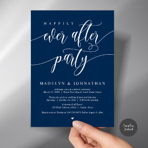 Happily Ever After Party Wedding Dinner, Navy Blue Invitation