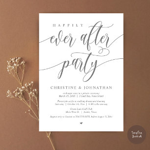 Happily Ever After Party, Wedding Elopement Dinner Invitation