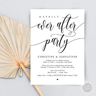 Happily Ever After Party, Wedding Elopement Dinner Invitation