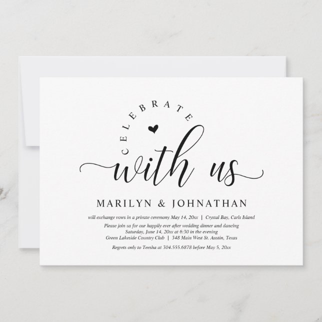 Happily Ever After Party, Wedding Elopement Dinner Invitation (Front)