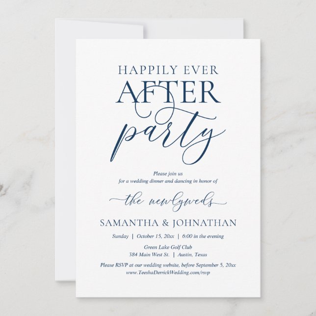 Happily Ever After Party, Wedding Elopement Party Invitation (Front)