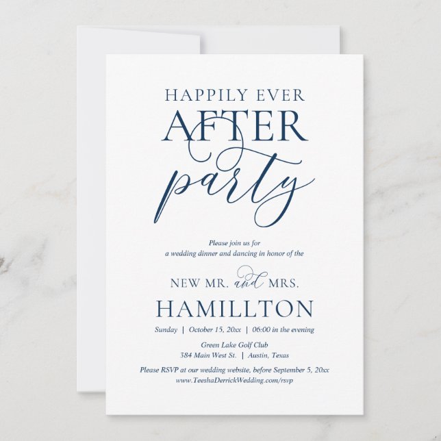 Happily Ever After Party, Wedding Elopement Party Invitation (Front)