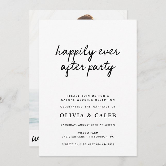 Happily Ever After Party Wedding invitation (Front/Back)