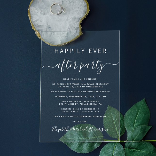 Happily Ever After Party Wedding Reception Acrylic Invitations (Make your wedding reception unforgettable with stunning acrylic invitations—modern, elegant, unique!)