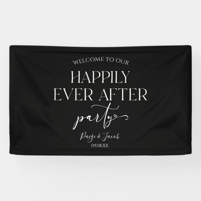 Happily Ever After Party Wedding Reception Banner (Horizontal)