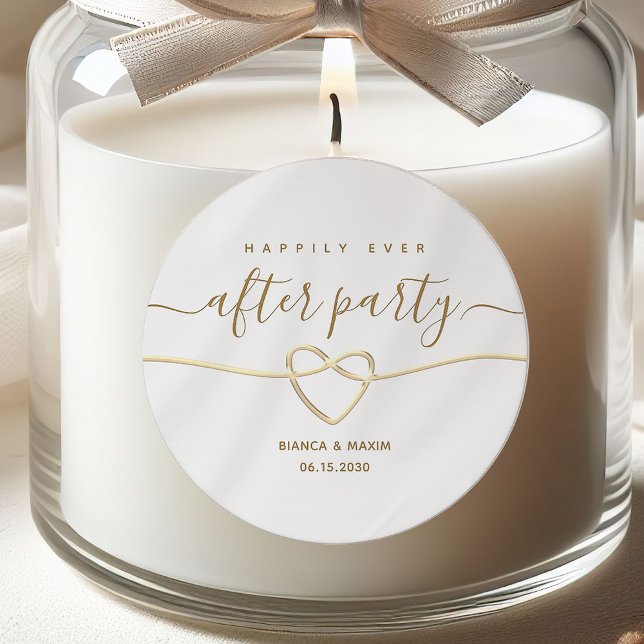 Happily Ever After Party Wedding Reception Classic Round Sticker (Creator Uploaded)