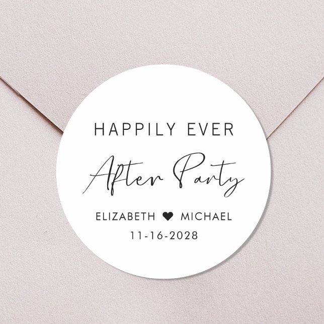 Happily Ever After Party Wedding Reception Classic Round Sticker (Creator Uploaded)