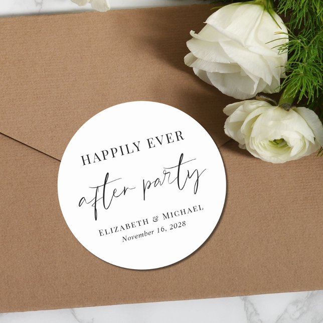 Happily Ever After Party Wedding Reception Classic Round Sticker (Creator Uploaded)