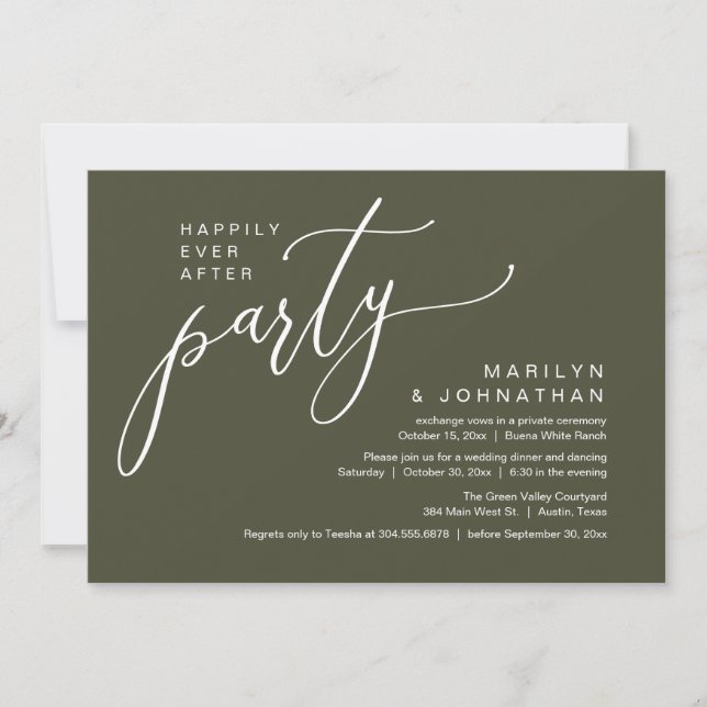 Happily Ever After Party Wedding Reception Dinner Invitation (Front)