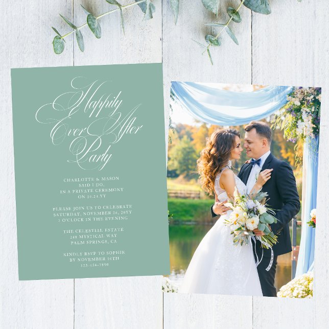 Happily Ever After Party Wedding Reception Elegant Invitation (Creator Uploaded)