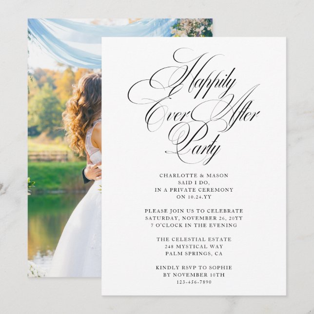 Happily Ever After Party Wedding Reception Elegant Invitation (Front/Back)