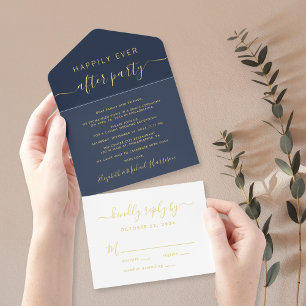 Happily Ever After Party Wedding Reception Foil All In One Invitation