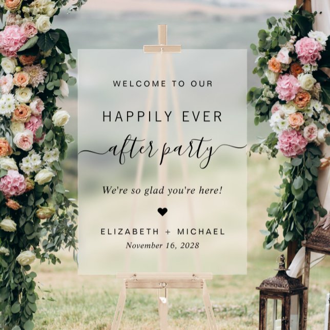 Happily Ever After Party Wedding Reception Frosted Acrylic Sign (Creator Uploaded)