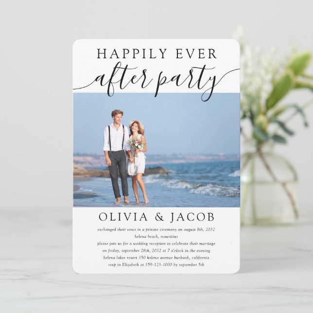 Happily Ever After Party Wedding Reception Invitation (Standing Front)