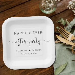 Happily Ever After Party Wedding Reception Paper Plate
