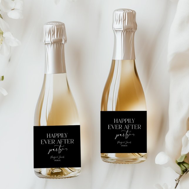 Happily Ever After Party Wedding Reception Sparkling Wine Label (Creator Uploaded)