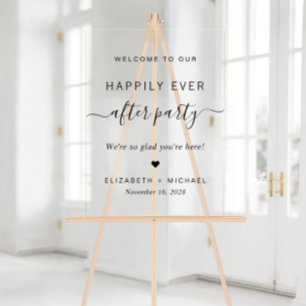 Happily Ever After Party Wedding Reception Welcome Acrylic Sign