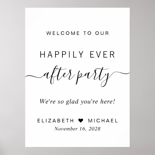 Happily Ever After Party Wedding Reception Welcome Poster (Front)