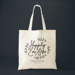 Happily Ever After Personalised Wedding Tote Bag<br><div class="desc">Simple leafy wreath wedding floor decal design that features the words happily ever after in unique script with names and wedding date for you to personalise. (MESSAGE US FOR A CUSTOM COLOR REQUEST)</div>