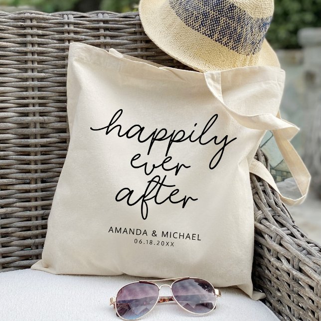Happily ever after personalised wedding tote bag (Creator Uploaded)
