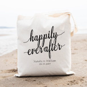 Happily ever after Personalised Wedding Welcome Tote Bag