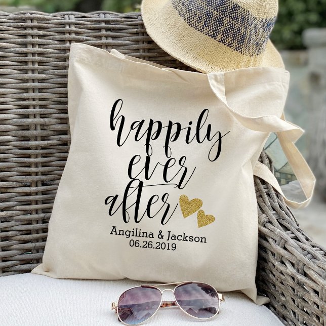"Happily ever after" Personalised Wedding Welcome Tote Bag (Creator Uploaded)