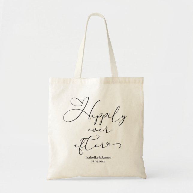 Happily Ever After Personalised Wedding Welcome  Tote Bag (Front)