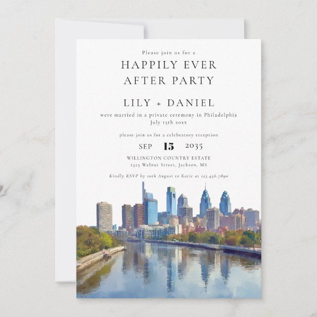 Happily Ever After Philadelphia Wedding Invitation (Front)