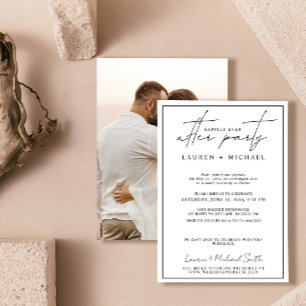 Happily Ever After Photo Black & White Wedding Announcement