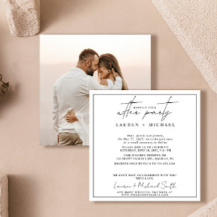 Happily Ever After Photo Black & White Wedding Announcement