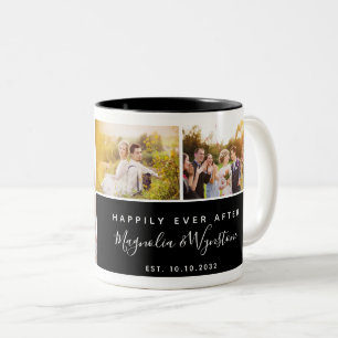 Happily Ever After Photo Collage Wedding Keepsake Two-Tone Coffee Mug
