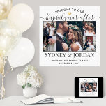 Happily Ever After Photo Collage Wedding Welcome Poster<br><div class="desc">Welcome wedding guests to your ceremony or reception with an elegant custom 5 photo collage 24"x24" square poster sign. Pictures and all text are simple to personalize. (IMAGE PLACEMENT TIP: An easy way to center a photo exactly how you want is to crop it before uploading to the Zazzle website.)...</div>