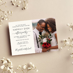 Happily Ever After Photo Cream Wedding Reception Save The Date