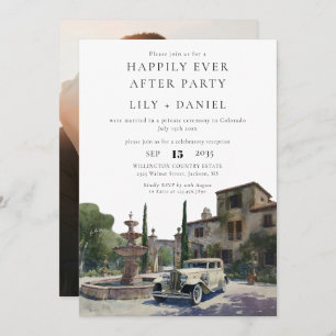 Happily Ever After Photo Old Money Estate Wedding Invitation