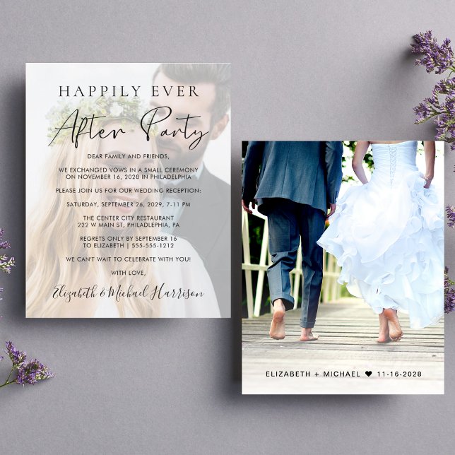 Happily Ever After Photo Overlay Wedding Reception (Upload a photo reflecting the love and joy of your wedding day)