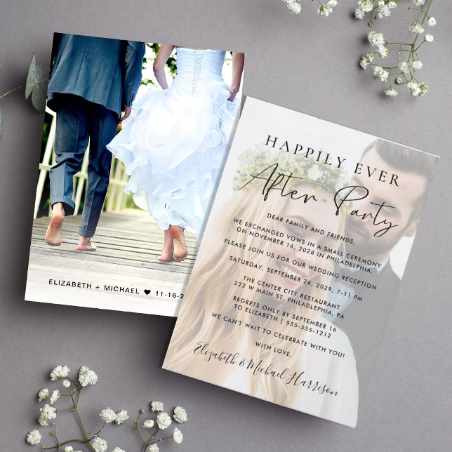 Happily Ever After Photo Overlay Wedding Reception Announcement (Creator Uploaded)