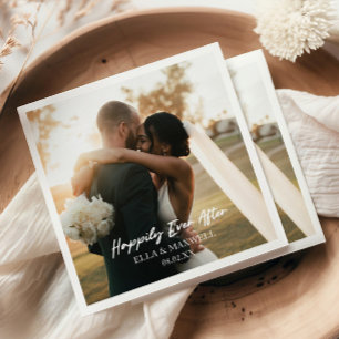 Happily Ever After Photo Picture Wedding Napkin