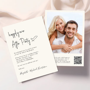 Happily Ever After Photo QR Code Wedding Reception Invitation