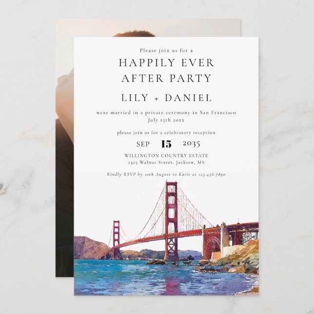 Happily Ever After Photo San Francisco Wedding Invitation (Front/Back)