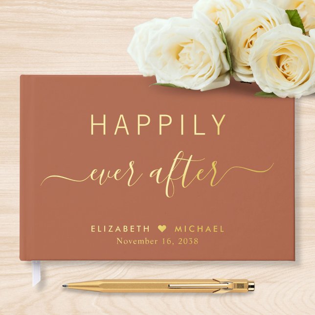 Happily Ever After Photo Terracotta Wedding Guest Book (Creator Uploaded)