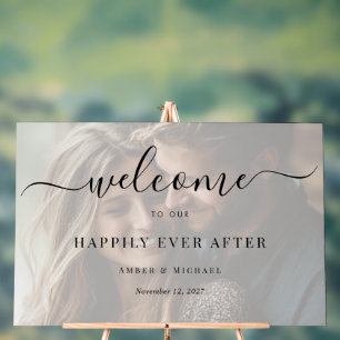 Happily Ever After Photo Wedding Acrylic Sign